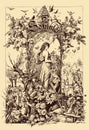 Vintage frontispiece chapter decoration, summer season