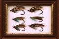 Vintage classic salmon flies fly fishing picture Royalty Free Stock Photo