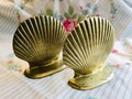 Beautiful Vintage Heavy Brass Clam Shell Bookend