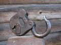 Beautiful vintage iron opened lock isolated, close up view,on th Royalty Free Stock Photo