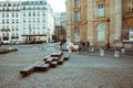 Beautiful vintage landscape shot of the Paris districts streets Royalty Free Stock Photo