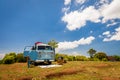 Beautiful Vintage retro car volkswagen van on the tropical beach Bali