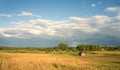 Beautiful vintage rural landscape with lodge