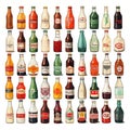 beautiful Vintage soda bottles clipart illustration