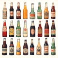 beautiful Vintage soda bottles clipart illustration