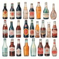 beautiful Vintage soda bottles clipart illustration