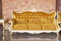 Beautiful vintage sofa next to wall Royalty Free Stock Photo