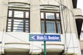 Street sign showing Strada Mendeleev (Mendeleev Street) in the old city center of Bucharest, Romania