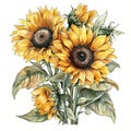 beautiful vintage sunflowers illustration