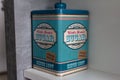 Vintage decorated tin can for groceries storage items