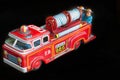 A beautiful vintage tin toy firetruck red Royalty Free Stock Photo