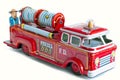 A beautiful vintage tin toy red firetruck Royalty Free Stock Photo