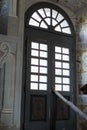 Beautiful vintage wooden door in an old antique villa