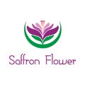 Beautiful violet saffron flower logo icon vector template