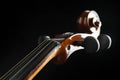 Beautiful violin on black background, closeup