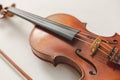 Beautiful Violin Musical Instrument Closeup on White Background