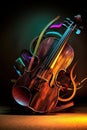 beautiful violin on dark background generative AI