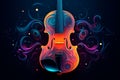 Beautiful violin on the dark background. String instrument. Generative AI