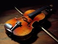 beautiful violin lying on dark background generative AI