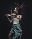 Beautiful Violinist Woman portrait Royalty Free Stock Photo