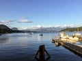 The beautiful vistas looking out from the marina in Gibsons Royalty Free Stock Photo