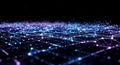 Abstract data network connections glowing blue purple Royalty Free Stock Photo