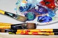 Art palette and paintbrushes Royalty Free Stock Photo