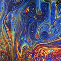 Beautiful vivid psychedelic soap bubble abstract in blue