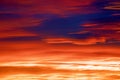 Beautiful vivid red orange sky during gorgeous sunrise. Royalty Free Stock Photo