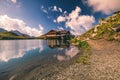 Beautiful volcanic Balea lake at high altitude, on Fagaras mountain, Romania Royalty Free Stock Photo