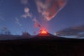 Night view of eruption Klyuchevskaya Sopka. Kamchatka Peninsula Royalty Free Stock Photo