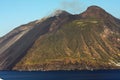 Beautiful volcanic island with green vegetation in the Mediterranean Sea on a clear sunny day Royalty Free Stock Photo