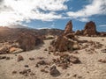 Beautiful volcanic landscape with high cliffs, rocks and mountains on side of volcano Teide, Tenerife Royalty Free Stock Photo
