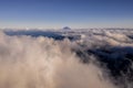 Aerial drone photo - Mt. Fuji rising above the clouds Royalty Free Stock Photo