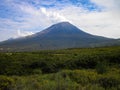 A beautiful volcano between swamps and forests