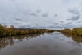 Beautiful Wabash river vista in Lafayette, Indiana, in autumn Royalty Free Stock Photo