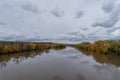 Beautiful Wabash river vista in Lafayette, Indiana, in autumn