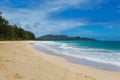 Beautiful Waimanalo beach with turquoise water and cloudy sky, Oahu coastline Royalty Free Stock Photo