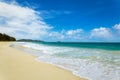 Beautiful Waimanalo beach with turquoise water and cloudy sky, Oahu coastline Royalty Free Stock Photo