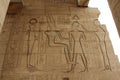 Beautiful wall carving of king Ramses in Ramesseum temple