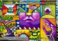 Beautiful wall covered in colorful graffiti Hackesche Hoefe, Berlin Royalty Free Stock Photo