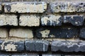 Beautiful wall of gray and yellow bricks Royalty Free Stock Photo