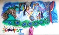 Beautiful Wall painting of lord Krishna