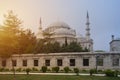 A beautiful wall surrounding the Blue Mosque with early morning sunlight