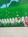 beautiful wall wallpaper with green garden motif