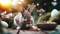 Easter Bunny in the Garden - AI generated Illustration, realistic