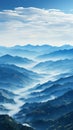 Beautiful wallpaper shades of blue in the blue mountains. Landscape, fog over mountain peaks. Royalty Free Stock Photo