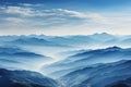 Beautiful wallpaper shades of blue in the blue mountains. Landscape, fog over mountain peaks. Royalty Free Stock Photo