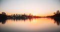 Beautiful warm sunset at Londrina city and Igapo lake