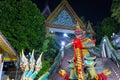 Beautiful Wat Buddhist temple in Phuket Thailand. Decorated in beautiful ornate colours of Gold blue green red a